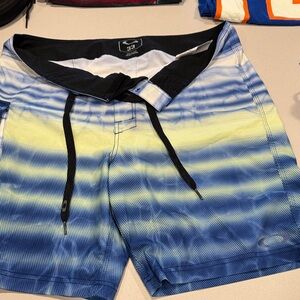 Oakley Blue and Yellow Gradient Board Shorts